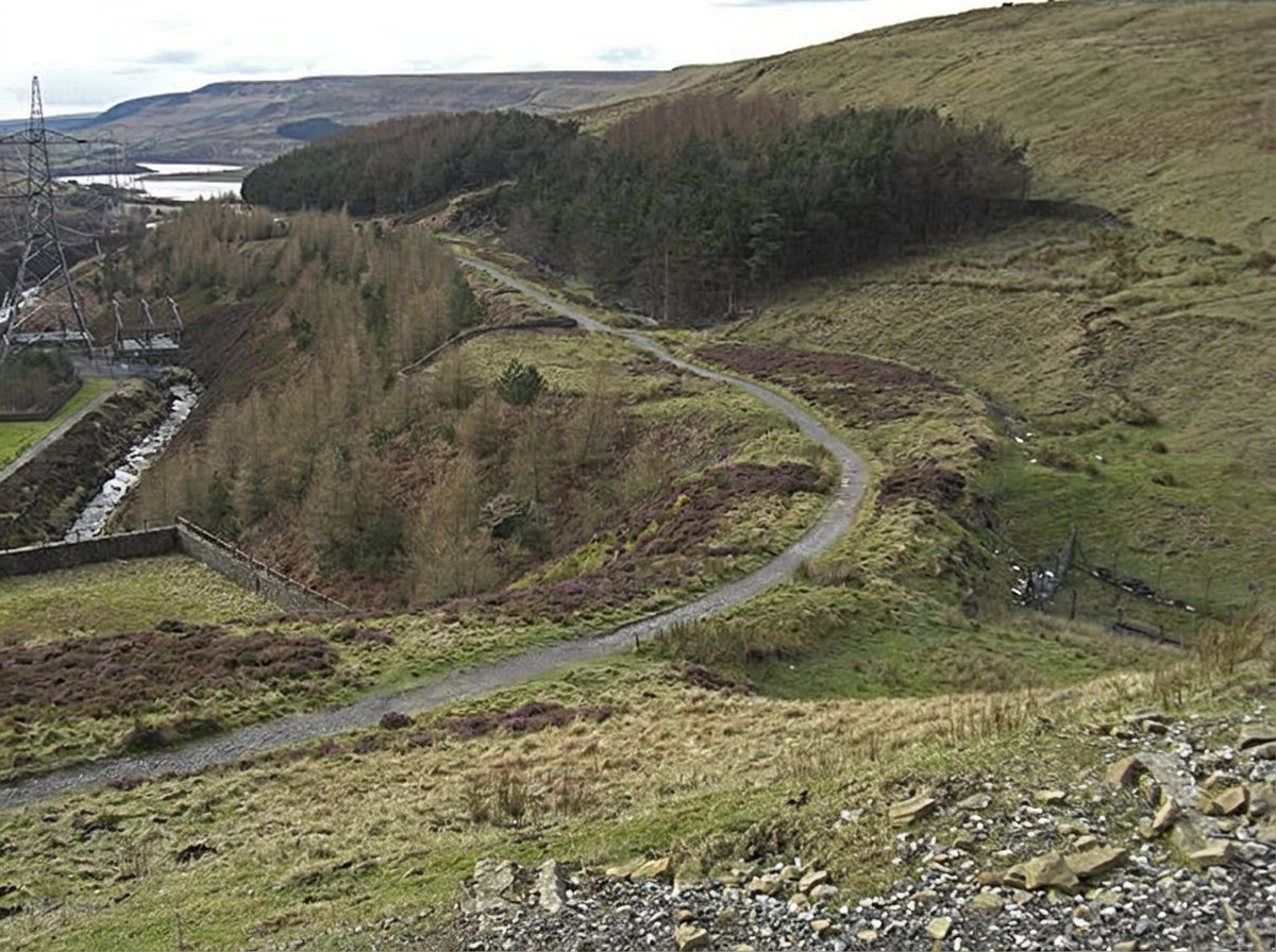 Visualisation of the same view with the road removed and moorland restored.